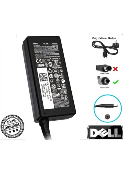 Dell 09RN2C Orijinal Laptop Şarj Aleti 19.5V 3.34A 65W 4.5mm*3.0mm fiyatları