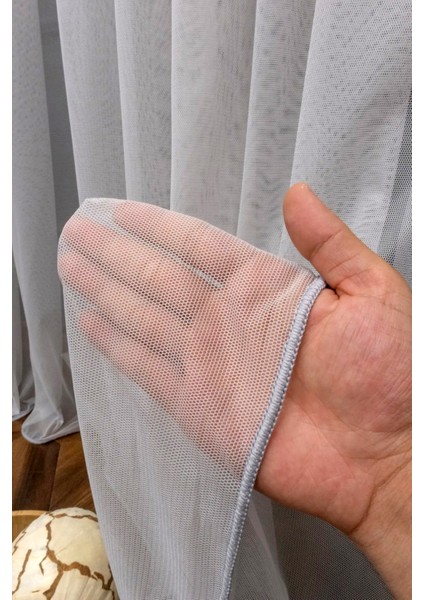 Taç Gri Düz Renk, Ekstraforlu Pilesiz Tül Perde Tek Kanat - 340 x 260 cm fiyatları