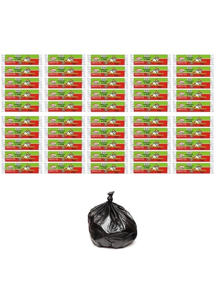 J-250 Jumbo Boy Çöp Torbası 80X100 cm 10 Lu Rulo x 50 Paket = 500 Adet Siyah