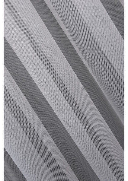 Taç Gri Düz Renk, 1/3 Sık Pile Tül Perde Tek Kanat - 100 x 250 cm