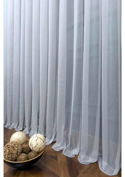 Taç Gri Düz Renk, 1/3 Sık Pile Tül Perde Tek Kanat - 100 x 250 cm modelleri