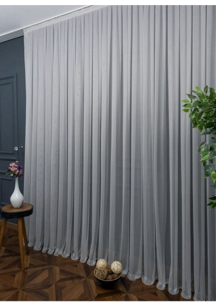 Taç Gri Düz Renk, 1/3 Sık Pile Tül Perde Tek Kanat - 100 x 250 cm indirimleri