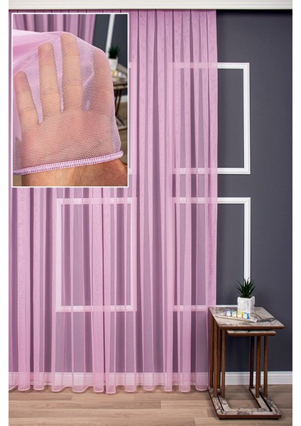 Taç Pembe Düz Renk, Ekstraforlu Pilesiz Tül Perde Tek Kanat - 100 x 260 cm indirimleri