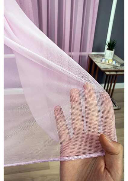 Taç Pembe Düz Renk, 1/2,5 Normal Pile Tül Perde Tek Kanat - 100 x 240 cm modelleri