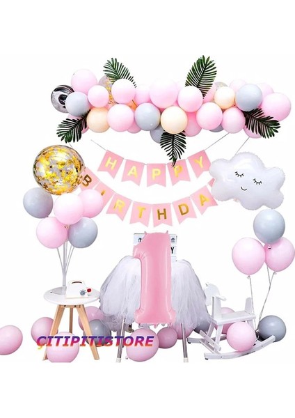 Çıtıpıtıstore Pembe 1 Yaş Balon Set