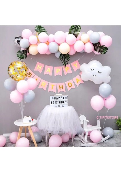 Çıtıpıtıstore Pembe Happy Balon Set