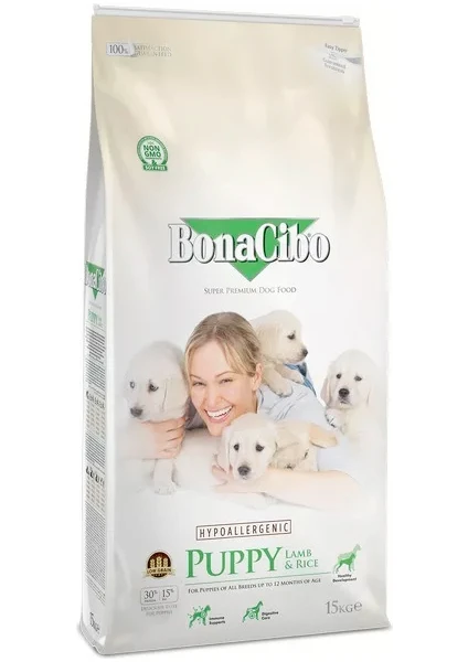 Bonacibo Puppy Lamb & Rice 15 kg Kuzu Etli ve Pirinçli Yavru Köpek Maması