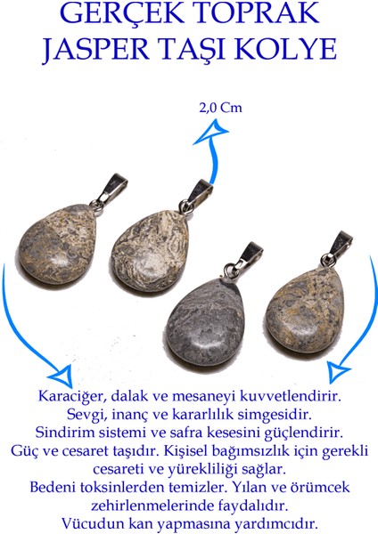 Sertifikalı Damla Kesim Desenli Harita Jasper Taşı Kolye fiyatları