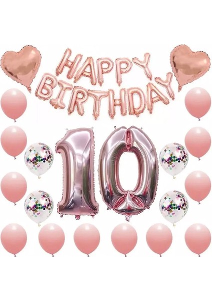 Çıtıpıtıstore Lüks 10 Yaş Happy Bırthday Balon Set
