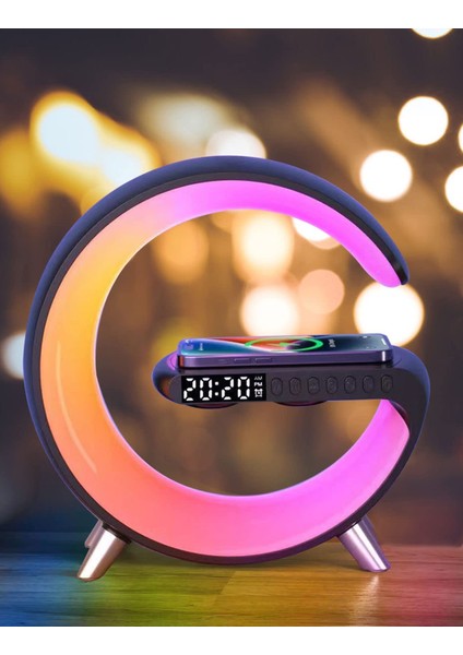 Akıllı Masa Lambası Kablosuz Şarj Lambası Bluetooth Hoparlör Müzik Kısılabilir Gece Lambası