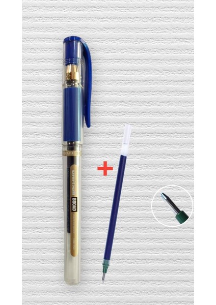 UM-153 Signo Broad Roller Kalem Mavi 1.0 mm Davetiye Kalemi + Yedek Uç /imza Kalemi / Jel Kalem / Mavi Yazan Davetiye Anı Defteri KALEMI-T451