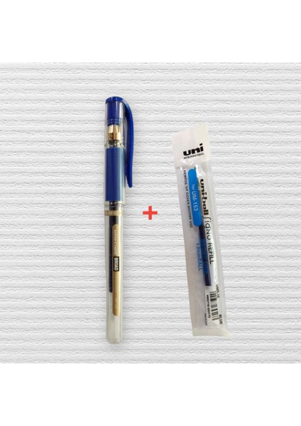 UM-153 Signo Broad Roller Kalem Mavi 1.0 mm Davetiye Kalemi + Yedek Uç /imza Kalemi / Jel Kalem / Mavi Yazan Davetiye Anı Defteri KALEMI-T451