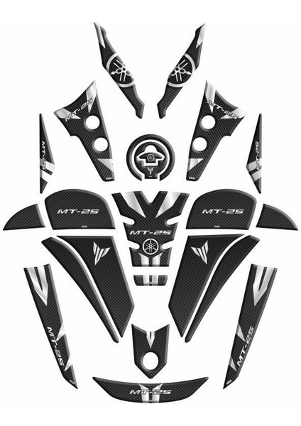 Yamaha MT25 2020 - 2023 Uyumlu Full Tank Pad Set 003