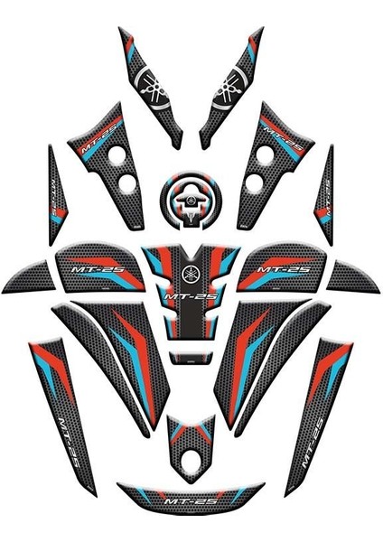 Yamaha MT25 2020 - 2023 Uyumlu Full Tank Pad Set 010