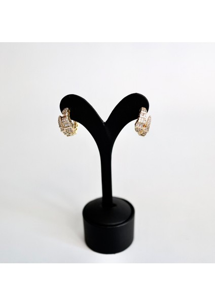 Zirkon Taşlı Model Gold Yılan Küpe