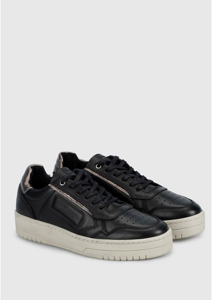 Siyah Deri Kadın Sneaker