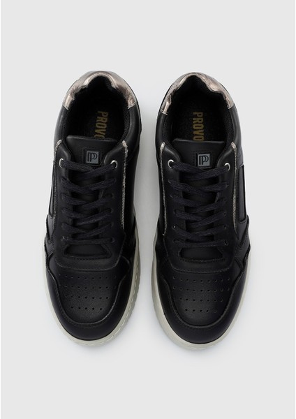 Siyah Deri Kadın Sneaker