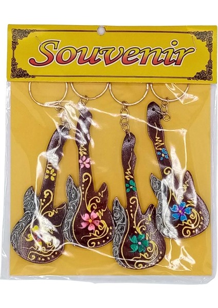 Hindistan Cevizi Gitar Anahtarlık Dörtlü Hediyelik Paket