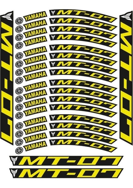 Florasan Sarı Baskı Yamaha Mt-07 Uyumlu Jant Şeridi