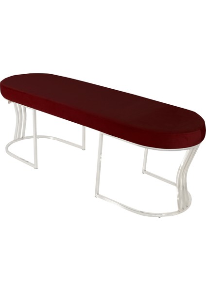 Viego Silver Smooth Bench Lüks Metal Gümüş Ayak, Chester Model Yatak Ucu Bordo Puf fiyatları