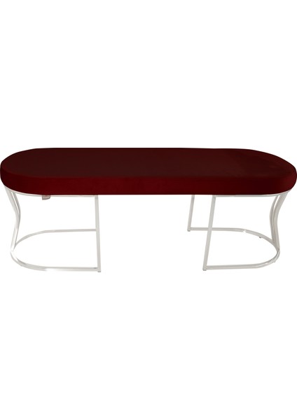 Viego Silver Smooth Bench Lüks Metal Gümüş Ayak, Chester Model Yatak Ucu Bordo Puf modelleri