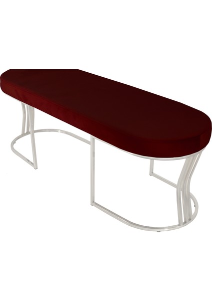 Viego Silver Smooth Bench Lüks Metal Gümüş Ayak, Chester Model Yatak Ucu Bordo Puf fırsatları