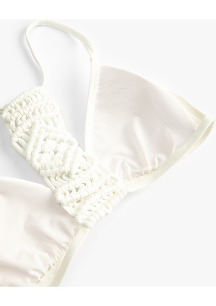 Bikini Üstü Sırtı Makrome Örgü Detaylı