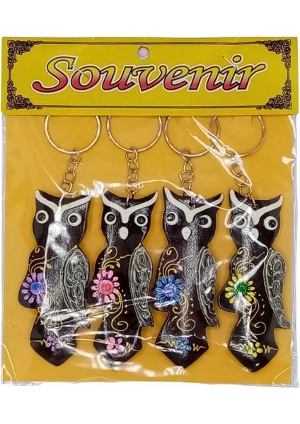 Hindistan Cevizi Baykuş Anahtarlık Dörtlü Hediyelik Paket