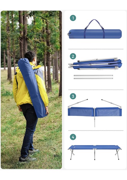 GCB21L Tüv Rheinland Lisanslı 240 kg Taşıma Kapasiteli Portatif Kamp Yatağı, 210X72X45 cm fiyatları