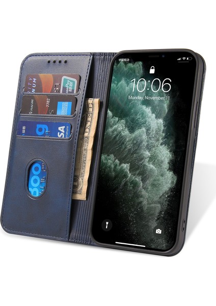 Xstepcase Apple iPhone 11 Için Pro Max Için 6.5 Inçlik Buzağı Doku Telefon Kabuğu Cüzdan Telefon Kapağı Otomatik Emici Deri Stand Çantası (Yurt Dışından)