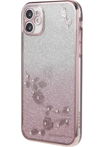 Xstepcase Apple iPhone 11 6.1 Inç Için Elektrokaplatma Tpu Telefon Kılıfı, Çiçek Rhinestone Dekor Telefon Kapağı (Yurt Dışından)