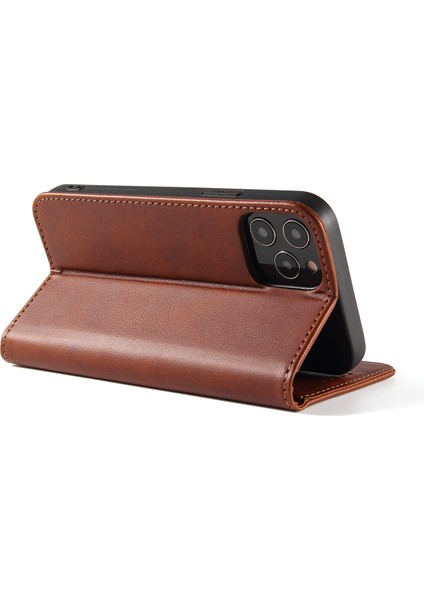 Xstepcase Apple iPhone 11 Için Pro Max Için 6.5 Inçlik Buzağı Doku Telefon Kabuğu Cüzdan Telefon Kapağı Otomatik Emici Deri Stand Çantası (Yurt Dışından)