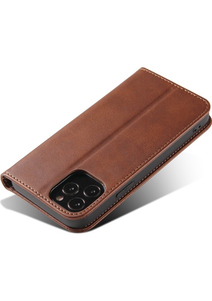 Xstepcase Apple iPhone 11 Için Pro Max Için 6.5 Inçlik Buzağı Doku Telefon Kabuğu Cüzdan Telefon Kapağı Otomatik Emici Deri Stand Çantası (Yurt Dışından)