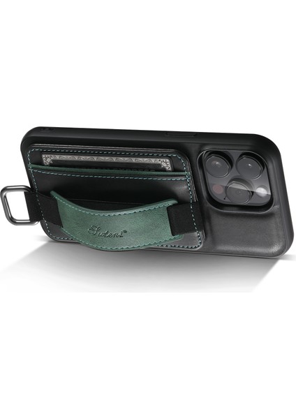 Xstepcase Suteni H13 Apple iPhone 12 Pro Maks Kart Tutucu Deri Kaplamalı Pc + Tpu El Kayışı Telefon Kapağı Için Telefon Kickstand Case (Yurt Dışından)