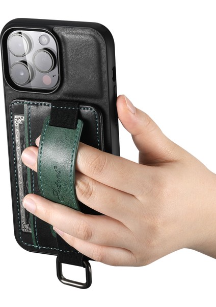 Xstepcase Suteni H13 Apple iPhone 12 Pro Maks Kart Tutucu Deri Kaplamalı Pc + Tpu El Kayışı Telefon Kapağı Için Telefon Kickstand Case (Yurt Dışından)