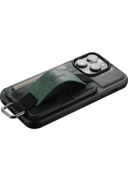 Xstepcase Suteni H13 Apple iPhone 12 Pro Maks Kart Tutucu Deri Kaplamalı Pc + Tpu El Kayışı Telefon Kapağı Için Telefon Kickstand Case (Yurt Dışından)