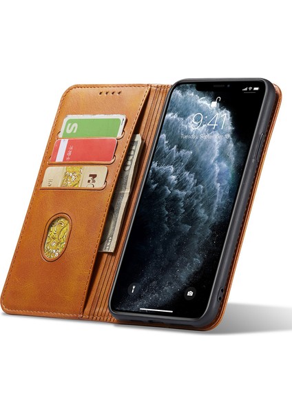 Xstepcase Apple iPhone 11 Pro 5.8 Inç Telefon Standı Için Iş Tarzı Buzağı Doku Cüzdanı Manyetik Deri Telefon Kapağı (Yurt Dışından)