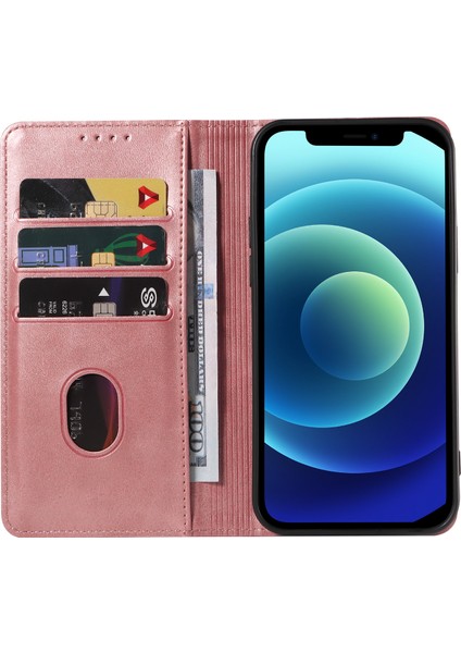Xstepcase Apple iPhone 12/12 Pro 6.1 Inç Çizgiye Karşı Çizelge Anti Telefon Kılıfı Cüzdan Manyetik Deri Stand Buzağı Doku Telefon Kapağı (Yurt Dışından)
