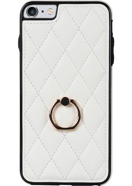 Xstepcase Apple iPhone Se (2020) / Se (2022) / 7/8 4.7 Inç Pu Deri + Tpu Koruyucu Kapak Baskılı Rhombus Izgara Desen Dönme Halkası Kickstand Telefon Kasası (Yurt Dışından)