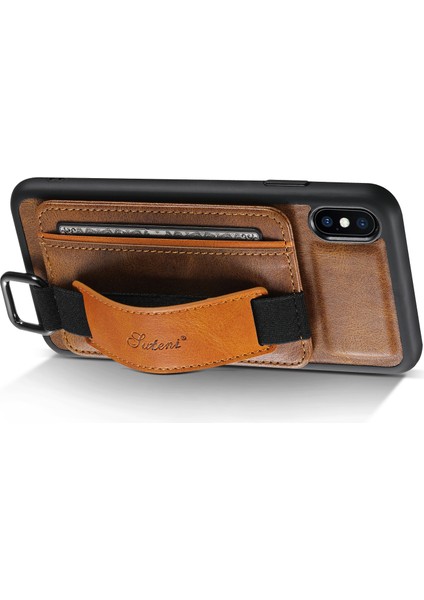 Xstepcase Suteni H13 El Kayışı Kickstand Telefon Kasası Için Apple iPhone Xs Maks Tutucu Pu Deri Kaplamalı Pc + Tpu Kapak (Yurt Dışından)
