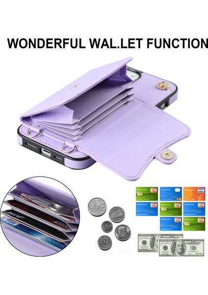 Xstepcase Apple iPhone 13 6.1 Inç / 14 Akordeon Tarzı Kart Yuvaları Için Telefon Kasası Kickstand Rfid Engelleme Kapağı Kısa Kayış ve Uzun Kayış (Yurt Dışından) indirimleri