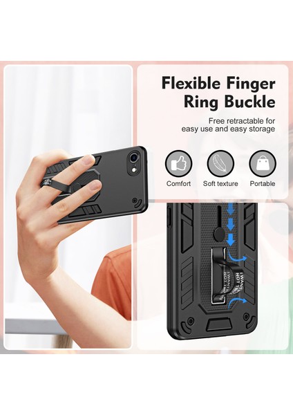 Xstepcase Apple iPhone 7/8 4.7 Inç / Se (2020) / Se (2022) Pc + Tpu Kickstand Telefon Kasası Parmak Kavrama Koruyucu Kapak (Yurt Dışından)