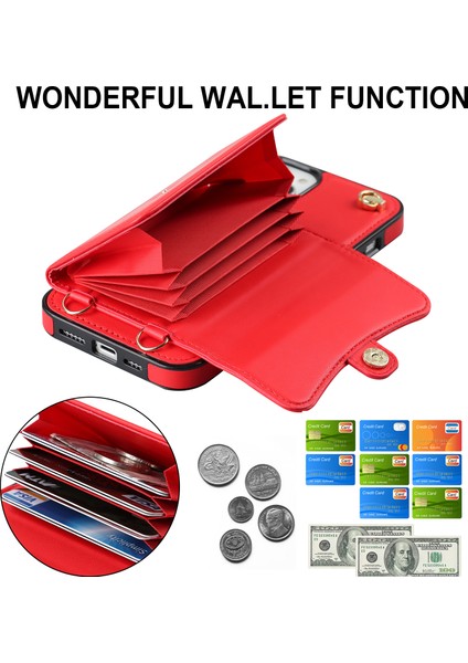 Xstepcase Apple iPhone 13 6.1 Inç / 14 Akordeon Tarzı Kart Yuvaları Için Telefon Kasası Kickstand Rfid Engelleme Kapağı Kısa Kayış ve Uzun Kayış (Yurt Dışından) indirimleri