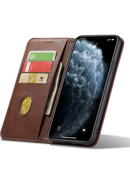 Xstepcase Apple iPhone 11 Pro 5.8 Inç Telefon Standı Için Iş Tarzı Buzağı Doku Cüzdanı Manyetik Deri Telefon Kapağı (Yurt Dışından)