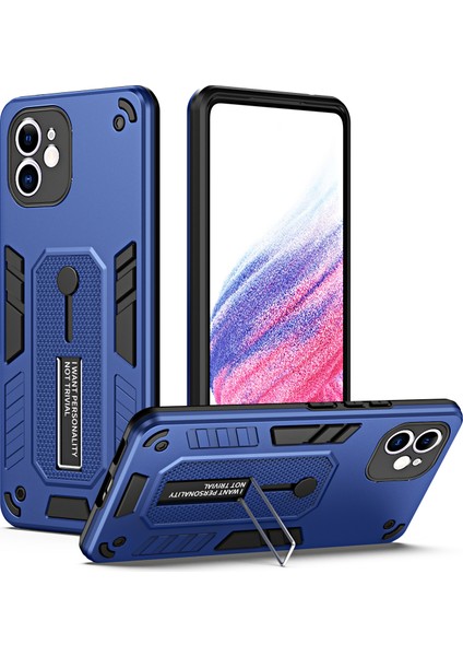 Xstepcase Apple iPhone 12 Için 6.1 Inç Telefon Kasası Silikon Halka Kayışı Tpu+Pc Şok Geçirmez Cep Telefonu Kapağı Metal Kickstand ile (Yurt Dışından)