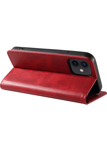 Xstepcase Apple iPhone 12/12 Pro 6.1 Inç Çizgiye Karşı Çizelge Anti Telefon Kılıfı Cüzdan Manyetik Deri Stand Buzağı Doku Telefon Kapağı (Yurt Dışından)