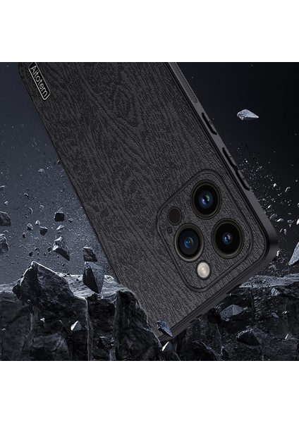 Xstepcase Apple iPhone 13 Pro Max Için Ahşap Tahıl Telefon Kılıfı Kamera Lens Koruyucu ile Kabuklu Pu Deri Pc Tpu Kabuk (Yurt Dışından)