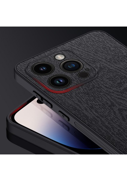 Xstepcase Apple iPhone 13 Pro Max Için Ahşap Tahıl Telefon Kılıfı Kamera Lens Koruyucu ile Kabuklu Pu Deri Pc Tpu Kabuk (Yurt Dışından)