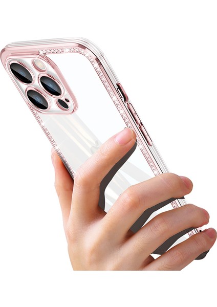Xstepcase Apple iPhone 13 Pro 6.1 Inç Elektrapan Çerçeve Telefon Kılıfı Tpu+Pc Telefon Kapağı Kamera Koruması ve Rhinestone Dekoru (Yurt Dışından)