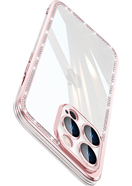 Xstepcase Apple iPhone 13 Pro 6.1 Inç Elektrapan Çerçeve Telefon Kılıfı Tpu+Pc Telefon Kapağı Kamera Koruması ve Rhinestone Dekoru (Yurt Dışından)